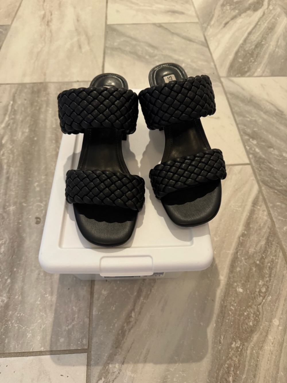 Steve Madden Black Braided Double-Strap Slide Sandals